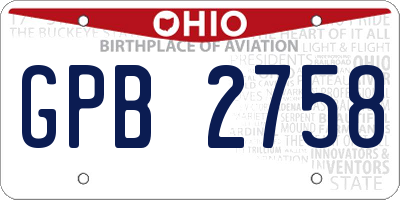 OH license plate GPB2758