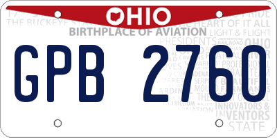 OH license plate GPB2760