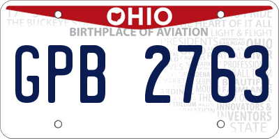 OH license plate GPB2763