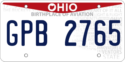 OH license plate GPB2765