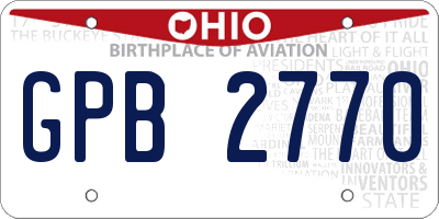 OH license plate GPB2770