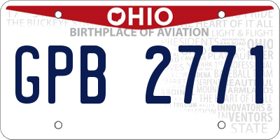 OH license plate GPB2771