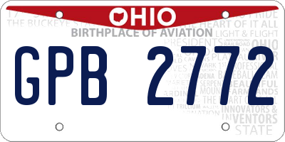 OH license plate GPB2772
