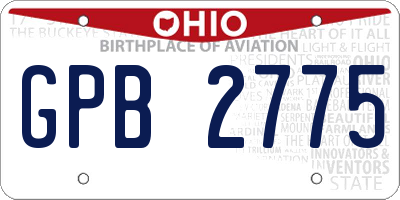 OH license plate GPB2775