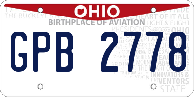 OH license plate GPB2778