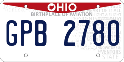 OH license plate GPB2780