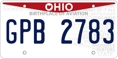 OH license plate GPB2783