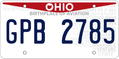 OH license plate GPB2785