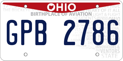 OH license plate GPB2786