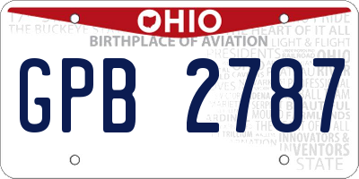 OH license plate GPB2787