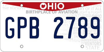 OH license plate GPB2789