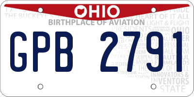 OH license plate GPB2791