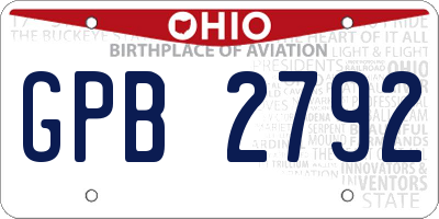 OH license plate GPB2792