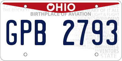 OH license plate GPB2793