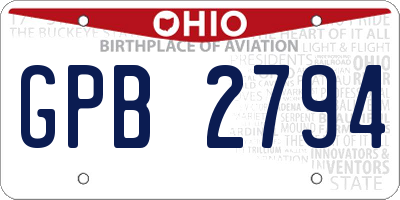 OH license plate GPB2794