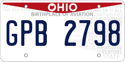 OH license plate GPB2798
