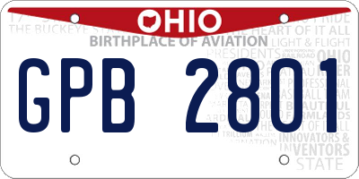 OH license plate GPB2801