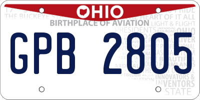 OH license plate GPB2805