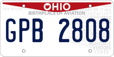 OH license plate GPB2808