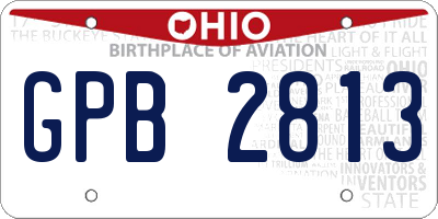 OH license plate GPB2813