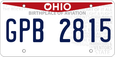 OH license plate GPB2815