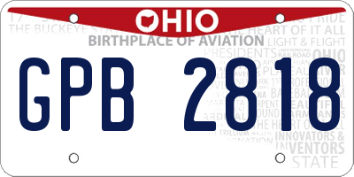 OH license plate GPB2818