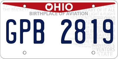 OH license plate GPB2819