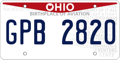 OH license plate GPB2820