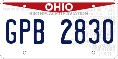 OH license plate GPB2830