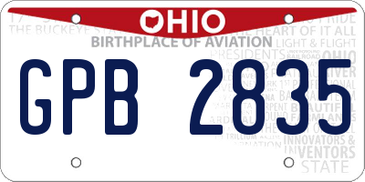 OH license plate GPB2835