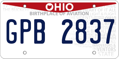 OH license plate GPB2837