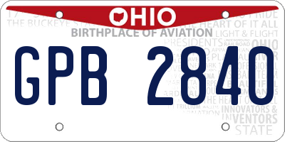 OH license plate GPB2840