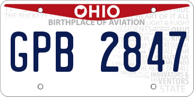 OH license plate GPB2847