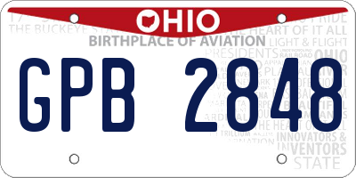 OH license plate GPB2848