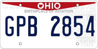 OH license plate GPB2854