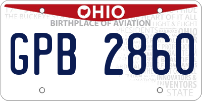 OH license plate GPB2860
