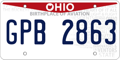 OH license plate GPB2863