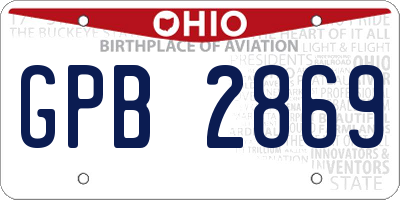 OH license plate GPB2869
