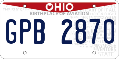 OH license plate GPB2870