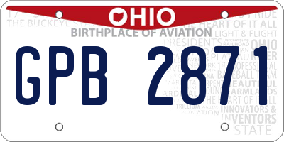 OH license plate GPB2871