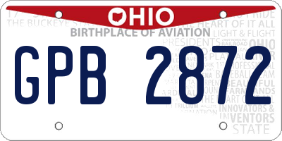 OH license plate GPB2872