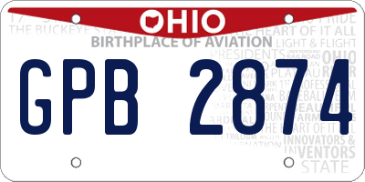 OH license plate GPB2874