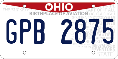 OH license plate GPB2875
