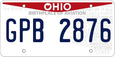 OH license plate GPB2876