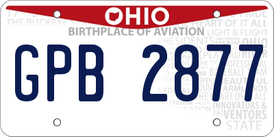 OH license plate GPB2877