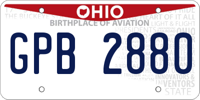 OH license plate GPB2880