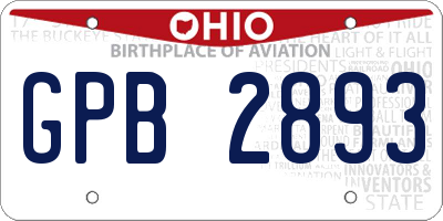 OH license plate GPB2893