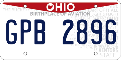 OH license plate GPB2896