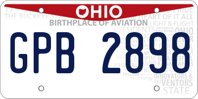 OH license plate GPB2898