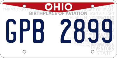OH license plate GPB2899